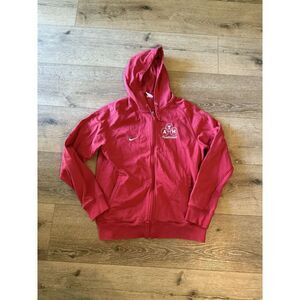 Nike Athletic Department Mens Red Full Zip Hooded Sweatshirt Size XL